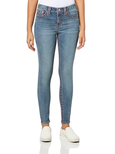 True Religion Women's Jennie MID Rise Skinny Pick Stitch Super T Jeans in Alondra Way