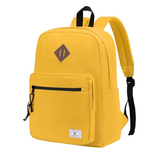 VX VONXURY Schulrucksack Damen Herren, Leichter College-Rucksack, Wasserabweisend 15.6 Zoll Laptop Daypack Tagesrucksack für Teenager Jungen und Mädchen Reisen Arbeit Gelb