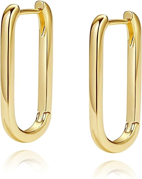 El Regalo Elegant Stainless Steel 14K Gold Plated Paperclip U Shape Rectangle Huggie Hoop Earrings - Modern Style, Stackable, Everyday Wear (B0D47C6F17) Amazon Price History, Amazon Price Tracker