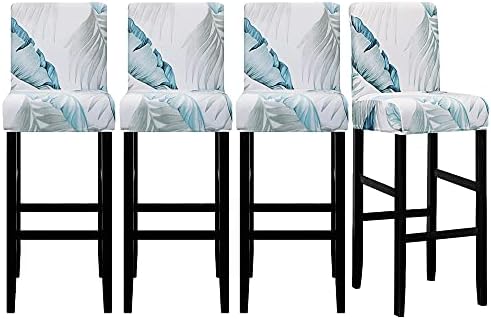 Lellen Jacquard Bar Chair Stool Cover - 4 Pack Stretch Chair Slipcover Pattern for Short Swivel Dining Chair-Counter Height Side Chairs (332K)