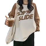 [MilaCorinna] レディース トレーナー 長袖 スウェット 薄手 英字 プリント トップス ラグランスリーブ カットソー クルーネック 長袖トレーナー プルオーバー ロンT お洒落 パーカー 大きいサイズ 着瘦せ 体型カバー 春秋冬