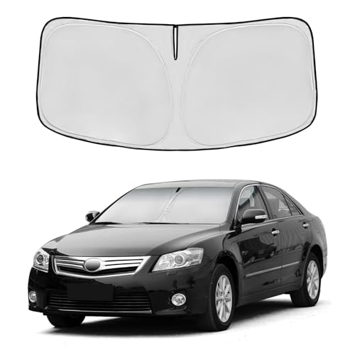 Windshield Sun Shade for Toyota Camry 2007-2011 Double Layer 240T Front Window Shade Custom Fit Camry Sun Visor Foldable Shade Blocks UV Rays Summer Must Have Car Accessories