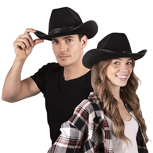 Kangaroo - Black Cowboy Hat For Women & Men With Pull-On Closure, Get Stylish With Felt Cowboy Hats For Real Cowboys Or Costume Party - Perfectly Fits As Adult’s Cowboy Hat & Cowgirl Hat #TOP3