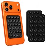 New&Teck Lot de 2 Supports Téléphone à Ventouses Silicone (2X Noir) 24 Micro Ventouses, Support Mains Libres pour Selfie et Vidéo pour Tous Les téléphones
