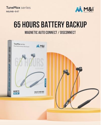 Image of M&I TuneMax NB-647 Wireless Neckband Earphones, 65 Hours Battery Life, Magnetic Auto Connect, 5 EQ Modes (Black)