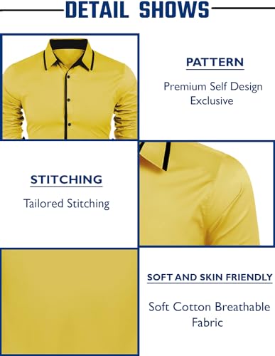 Image of Zombom Combo of Men's Cotton Blend Solid Regular Fit Casual Full Sleeves Shirts (Pack of 3)