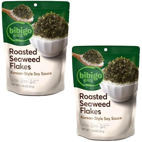 CJ Bibigo Korean Roasted Sweet and Savory Seaweed Flakes, 2 Packs (50g each) Cover