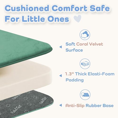 Image of 1.3 inch Thick Play Mat for Baby 50x50 Foam Playmat for Kids Dark Green | Memory Mat for Baby to Play on Floor Waterproof Easy Care with Non-Slip Tummy Time Play Mat for Nursery Playroom Classroom