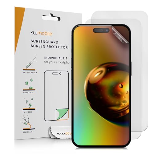 kwmobile 3X Lámina Protectora Mate y ANTIREFLECTANTE con Efecto antihuellas Compatible con Apple iPhone 16