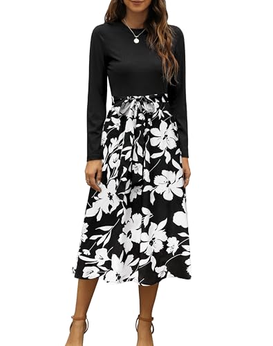 Zattcas 2026 Long Sleeve Spring Fall Dresses for Women Ribbed