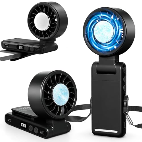 Handheld Portable Turbo Fan with Ice Cooling Foldable Clip on fan(Black)
