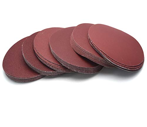 Antrader 60 PCS 6-Inch NO-Hole PSA Aluminum Oxide Sanding Disc Hook and Loop Sandpaper Assorted 80 100 120 180 240 400 Grits for Drill Grinder Rotary Tools