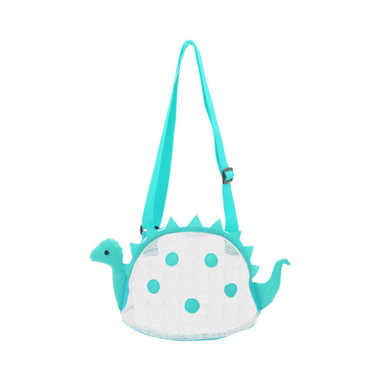 Kisangel Beach Bag Dinosaur Print Mesh Bag for Boys and Girls Beach Toys Towels Water Bottles Sunscreen Holder Blue