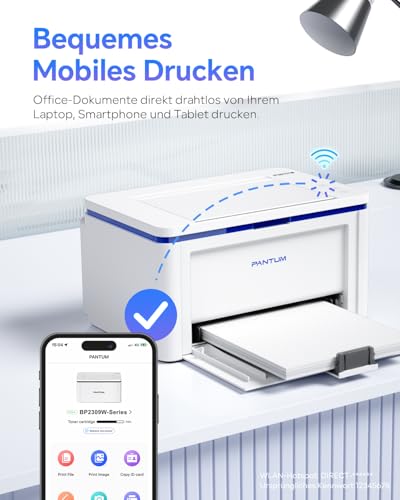 PANTUM BP2309W Laserdrucker Schwarz Weiss, Drucker WLAN, Airprint, Mopria, Klein für Heim & Büro, 20ppm, Inklusive 500-Seiten-Start-Tonerkartusche – Bild 3