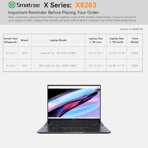 Image of Smatree Hard EVA Protective Case Compatible for 16 inch ASUS Zenbook Pro 16X OLED UX7602, for 16 inch ASUS ROG Zephyrus Duo 2026 GX651, White (X8283W)