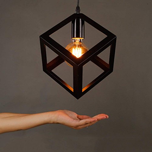 Lámpara de hierro industrial retro con acabado de cubo para escalera
