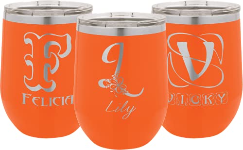 Personalized Unique Gifts For Women, Men, Christmas Gift For Mom, Dad, Sister, Brother, Custom Birthday Gift For Best Friend - Gift Of 12Oz Wine Tumbler With Lid, Straw And Brush For Her, Him Orange #TOP5