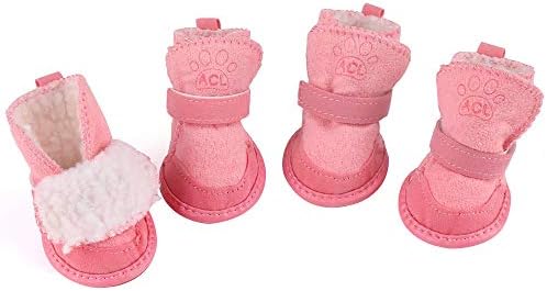 YILEGOU Dog Snow Boots Pet Shoes Puppy Dog Shoes for Hot Pavement with Adjustable Straps Anti-Slip Sole Paw Protectors for Teddy Chihuahua Poodle Cat Pink 4 Pack (M, Pink)