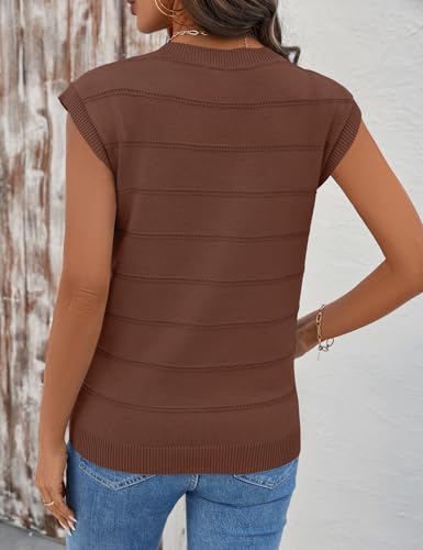 Image of AKEWEI Sweater Vest Women Sleeveless Knitted V Neck Cap Sleeve Pullover Tank Tops 2025 Summer Fall Fashion Causal Trendy