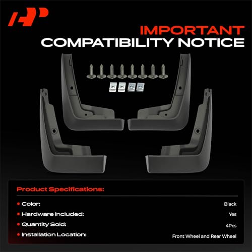 Image of A-Premium Mud Flaps, No Drilling Required Splash Guards with Accessories | Compatible with Audi A5 Sportback 2017-2019 Hatchback, Set of 4 Front and Rear