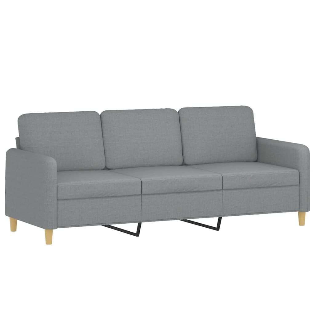 Conjunto de 4 piezas para salón, color gris claro, 198 x 77 x 80 cm, de tela, con sillón, 2 plazas, 3 plazas, taburete y cojín, moderno, resistente, para salón, hogar, oficina, balcón