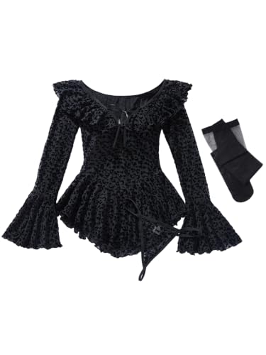 Image of Foxiny Sheer Ruffle Long Sleeve Babydoll Lingerie Dress