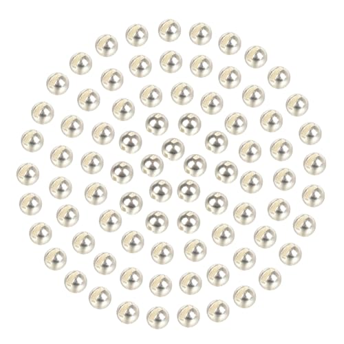 MUUNN 200 cuentas de tungsteno ranuradas para atar moscas, 1.5-6.4 mm, cabeza de cuentas para materiales de pesca de ninfas, 5 colores (plata, 6.4 mm)