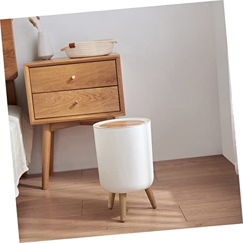Cabilock bote de basura alto con tapa blanco rectangular miniatura 3
