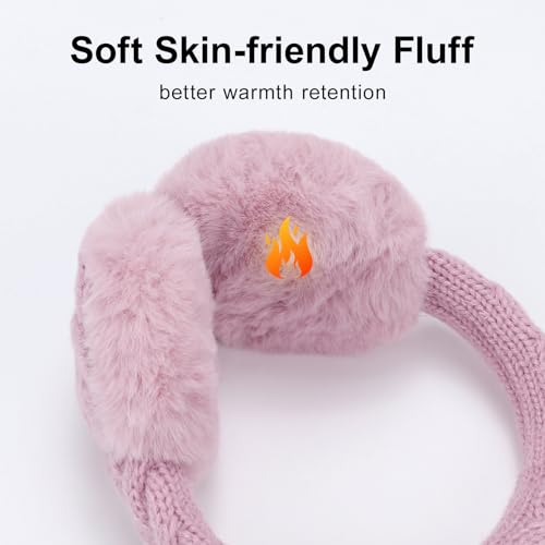BEARAE Kids Knit Earmuffs Gloves Set Winter Soft Plush Ear Muffs Boys Girls Elastic Knit Mittens Outdoor Warm Ear Warmers3