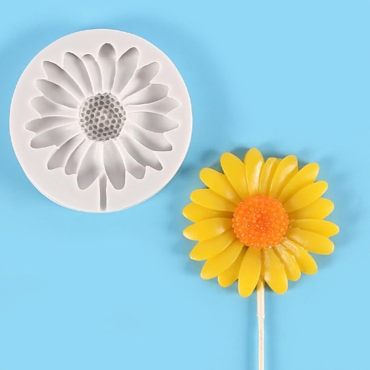 Single Cavity Sunflower Fondant Mold Chrysanthemum/Daisy Flower Mould for Fondant Cake Decorating,Chocolate,Sugarcraft, Jelly, Candy, Candle, Polymer Clay, Resin, Soap Crafting Projects