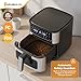 NEWBULIG Air Fryer 6.34QT, Airfryer with Visible Window, 400℉ Fast Heating Air Fryers Oven with Nonstick and Dishwasher-Safe Basket, 8-in-1 Cooking Preset, Timer，Auto-Off, Stainless Steel, Black