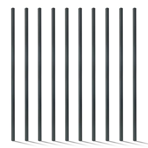 Fencer Wire Heavy Duty 8FT Outdoor Steel Fencing Border Post, 16 Gauge Anti-Rust Metal Fence Post, 2” Diameter Decorative Garden Fence Post, Pack of 10