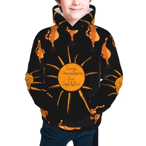 Cat Doing Yoga Kid Hoodies Boys Sweatshirts Girls Pullover with Pocket3