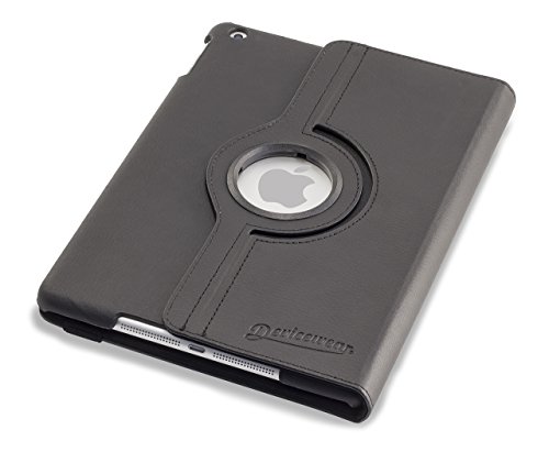 Devicewear Rotating Apple iPad 5 (2017)/ iPad 6 (2018) Case Detour 360 - Black Vegan Leather Case Multiple Viewing Angles and On/Off Switch