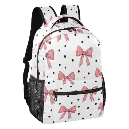 Sac à dos d'école imprimé nœuds roses blancs grands enfants - 2