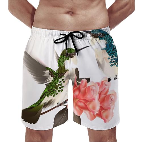 Pantalon court de plage oiseau et fleur pour l'été
