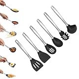 Amco 6-Piece Nylon Utensil Set - Heat-Resistant with Stainless Steel Handles -...