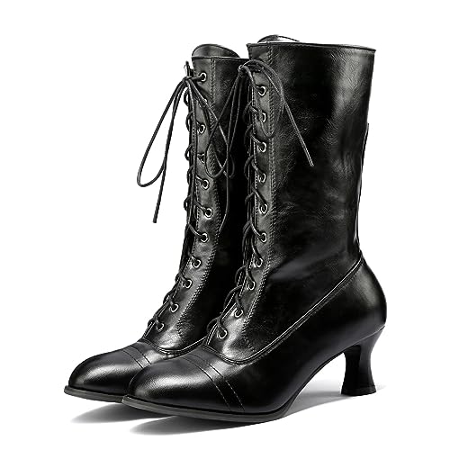 Womens Ankle Boots Chunky Heel Square Toe Short Boots for