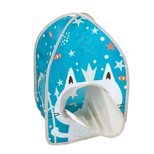 Image of Kitty City Ocean-Themed Pop-Up Cat House, Collapsible Indoor Cat Hideout with Peekaboo Openings, Lightweight Foldable Kitty Play Furniture for Play & Lounging