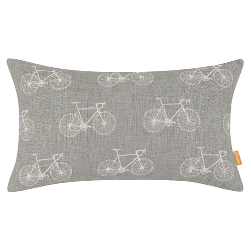 Pillow Cover 20x12, Bike Decorative Lumbar Throw Pillow Cover For Sofa Couch, Retro Farmhouse Home Decor Cc2028
