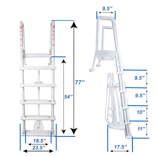 Aqua Select Heavy Duty Resin in-Pool Ladder with Entrapment Barrier | Safety Swimming Pool Ladder | Designed for above Ground and Semi-Inground Flat Bottom Pools