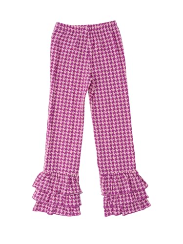 Image of RuffleButts Baby Girls Stretchy Flare - Ruffle Pants | 95% Cotton 5% Spandex, Breathable Fabric, Elastic Waistband, Relaxed Fit, Pleated Front, Long Length, Infant Apparel