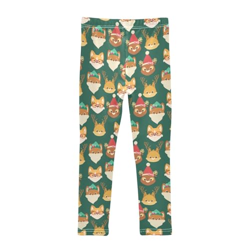 Girls Basic Leggings Baby Girls Pants Christmas Deer Soft Footless Stretchy Tights Pants 4-10Y2