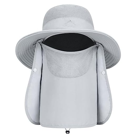 TAGVO Sombrero de Sol con protección para el Cuello, Cara Desmontable, Sombreros de Pesca UPF 50+, Camping Senderismo Caminata Viaje Gorras Plegables Sombrero Bucket - Correa de mentonon Ajustable,