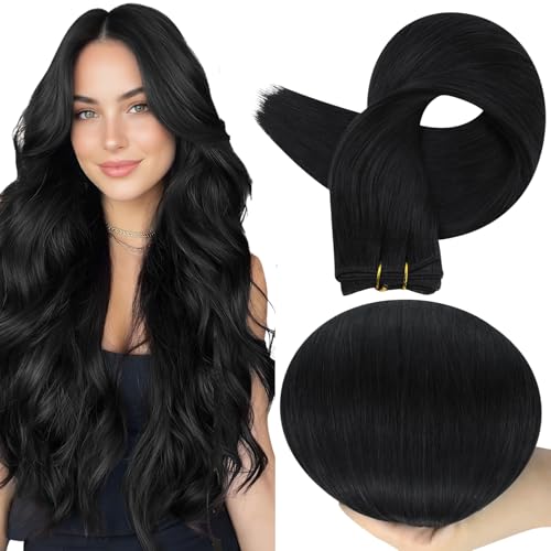 Image of Full Shine Sew In Hair Extensions Real Human Hair, Off Black 22 Inch 105G | 22 Inch 105G, Remy Long Straight Hair, Double Weft, Adds Volume, Everyday Wear, Office Styling, Women Looks