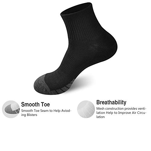 Gkx Men's 10 Pairs Cotton Moisture Wicking Cushioned Sole Preformance Training Running Athleticworkout Low Cut Socks(Black 10P) #TOP2