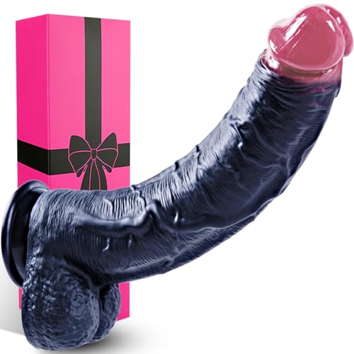 Dildo nero extra spesso da 30 cm per punto G con potente ventosa, morbido silicone liquido, dildo anale realistico esteso, pene XXL extra large, sex toy lesbico