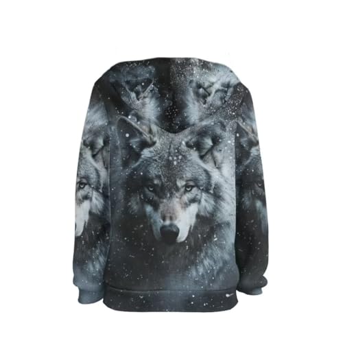 Pinupub Boys Girls Pullover Hooded Sweatshirt Cool Animal Print Kids Long Sleeve Casual Hoodies Tops2