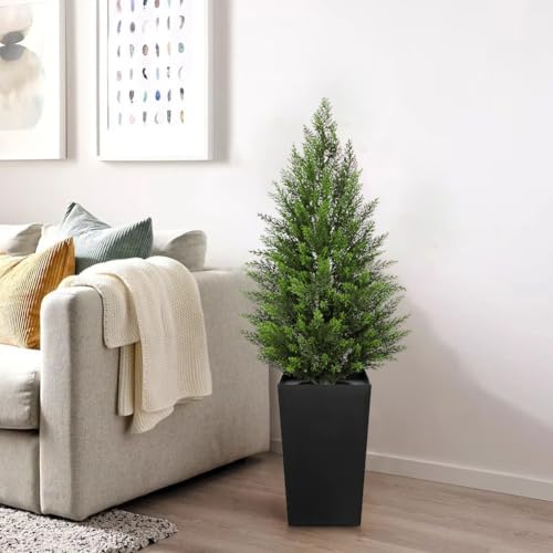 Árboles topiarios de cedro artificial Briful de 4 pies en maceta pack de 2 6