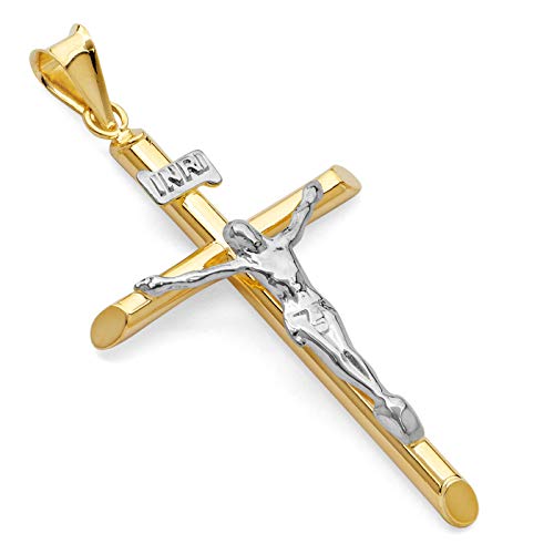The World Jewelry Center 14k REAL Gold Religious Crucifix Jesus Cross Charm Pendant - Select Option2